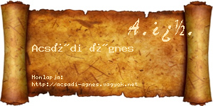 Acsádi Ágnes névjegykártya